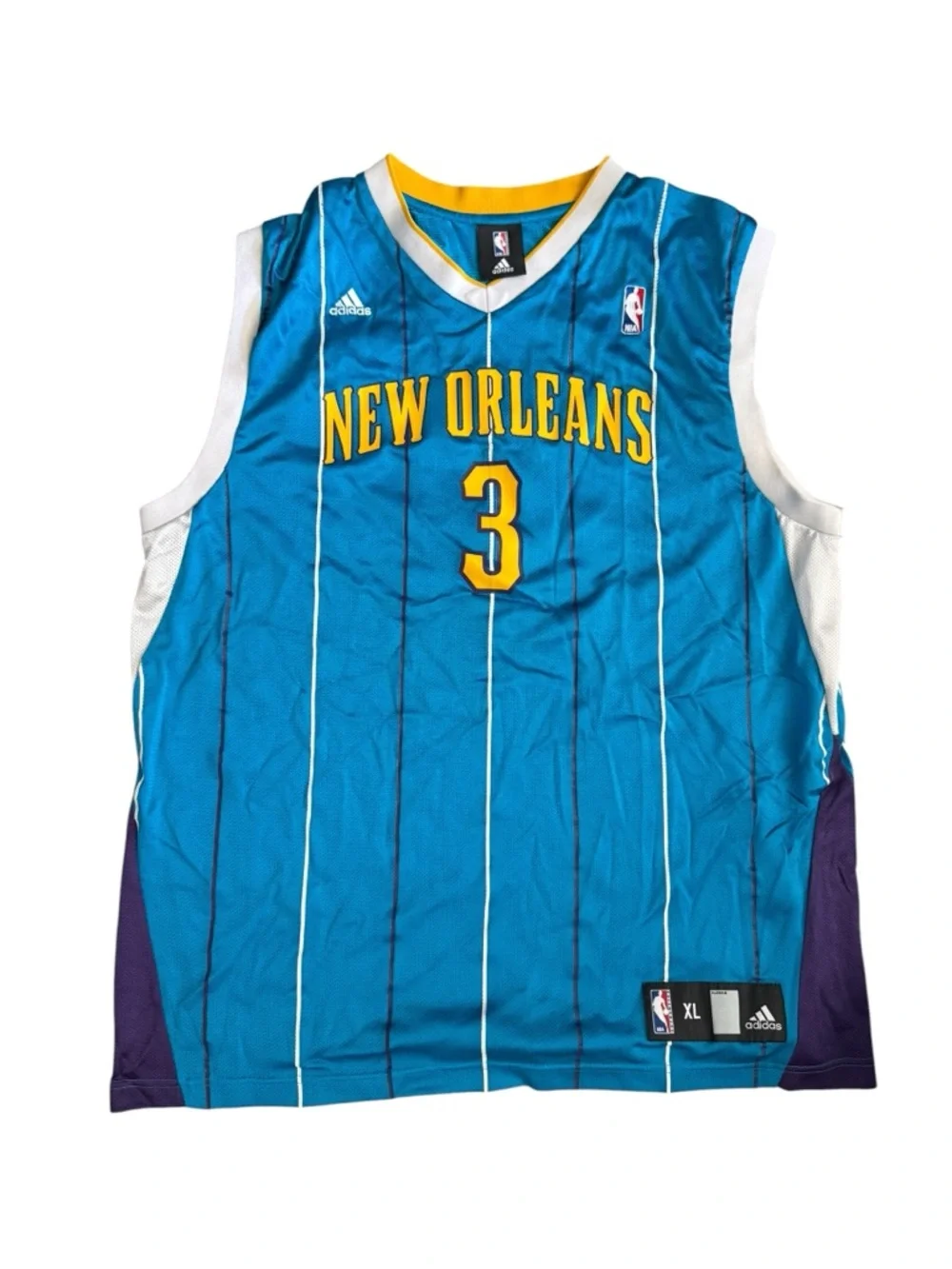 adidas Teal New Orleans Paul Basketball Jersey with Yellow Accents